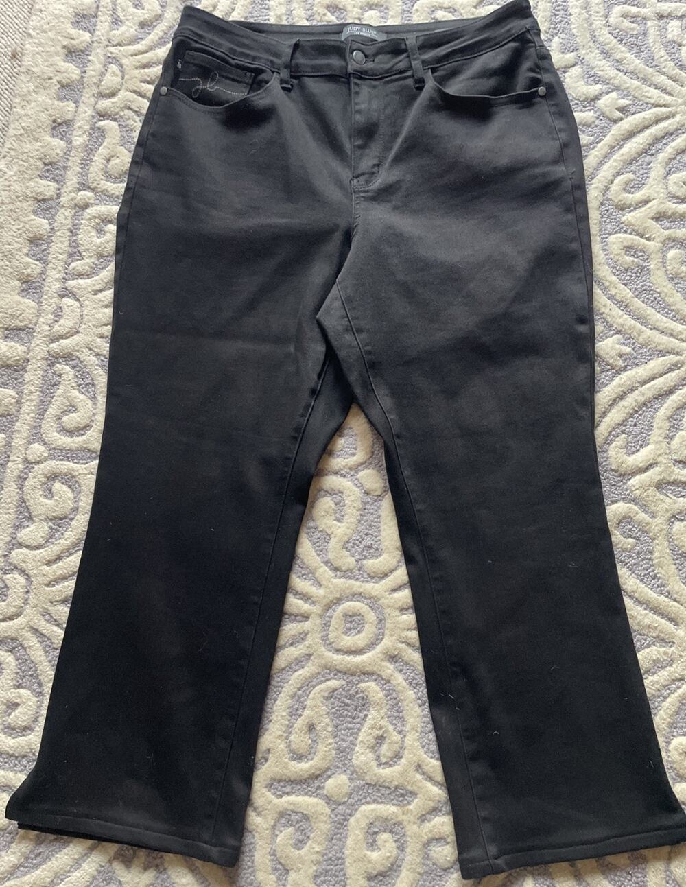 Judy Blue Button Fly Straight Leg Dad Jeans 18W 36x27.5 High Rise Stretch Black